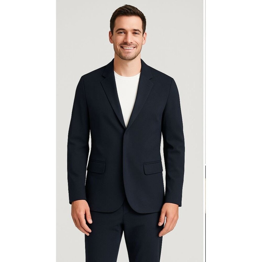 Ministry of Supply Aviator Jacket Mens Large Dark‎ Navy Magnetic Tech Blazer